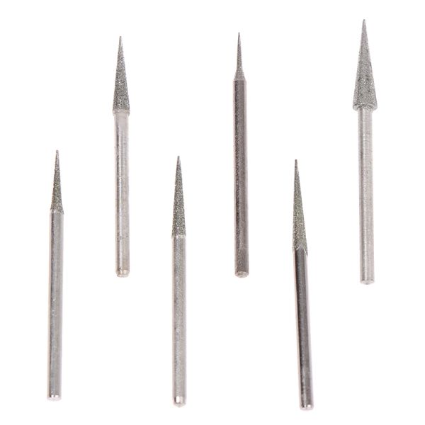 6pcs 1-4mm Diamond Brinding Head Needle Bits Burrs Ferramenta de escultura de gravura de 2,35 mm no atacado