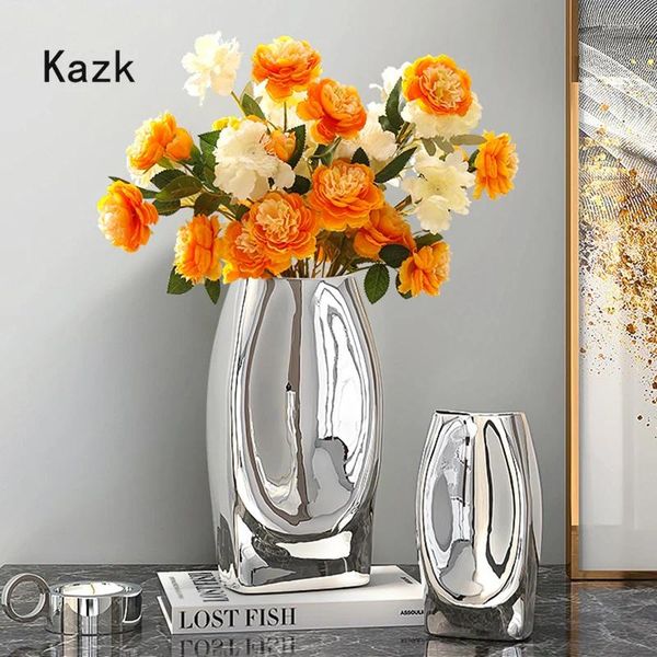 VASI FASCIE DECIVIMENTO CERAMICA SILVER VASE NORDIC SEMPLICE SEMPLICE ESSICATO FLOWHOT CASA DECORAZIONI Accessori per la decorazione del soggiorno Arte