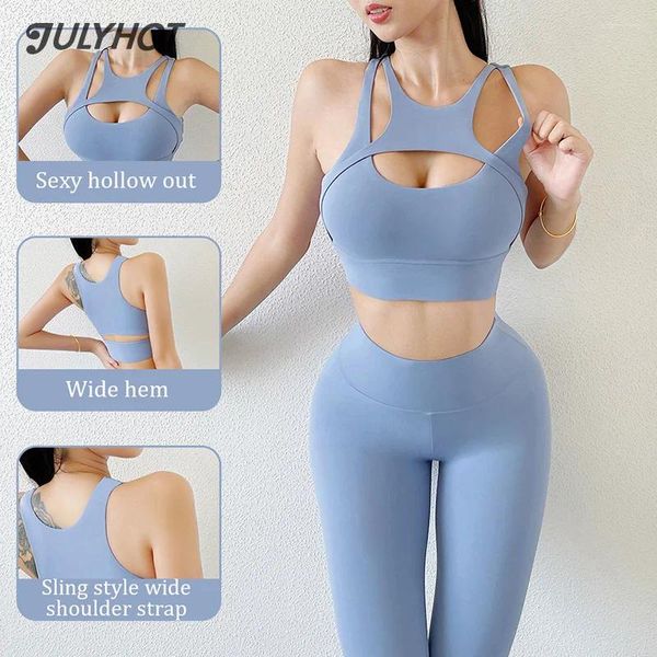 Yoga Outfit Nylon Sexy Women's Sports Bra Top Women Stretto Elastic Gym Sport Bras Braralette Crop Pad Rimovibile 13 Colori