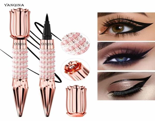 Yanqina Queen039s Scepter Gold Gül Sıvı Eyeliner Kalem Jet Siyah Göz Yolcusu Su geçirmez Sweat Prooft Antibleping 24H Longlastin4569632