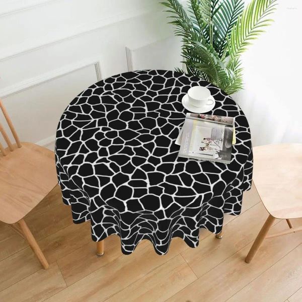 Tischtuch Giraffe Print Tier -Tischdecke schwarz weiße Polyester Round Cover Mode Grafik für Hochzeits Geburtstagsfeier