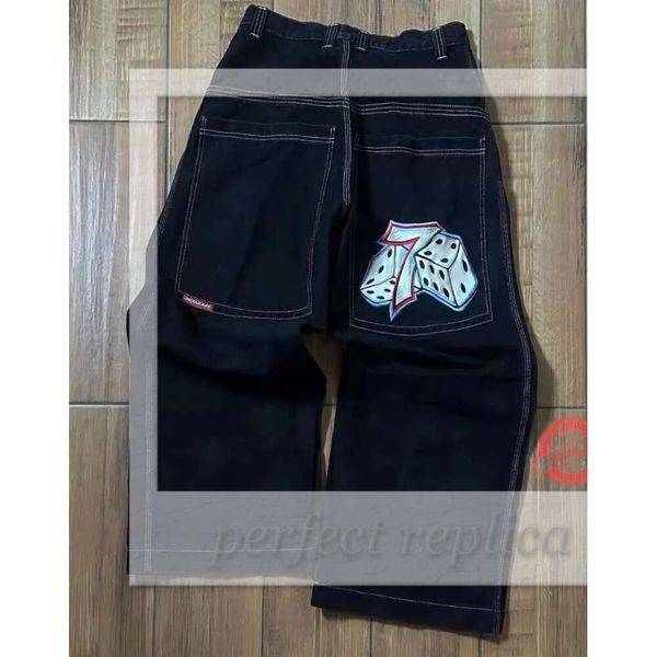 Jnco Jeans Мужские джинсы Jnco y2k Хараджуку хип -хоп покер график ретро синие мешковатые джинсовые штаны Мужские женские готические брюки с высокой талией 289