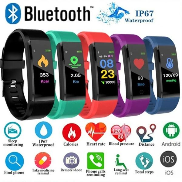 Bileklikler Bluetooth Bilezik Spor Akıllı Band Kalp Hızı Monitör Kan Basıncı Ölçüm Fitness Tracker Sleep Smart Watch Erkek Kadınlar