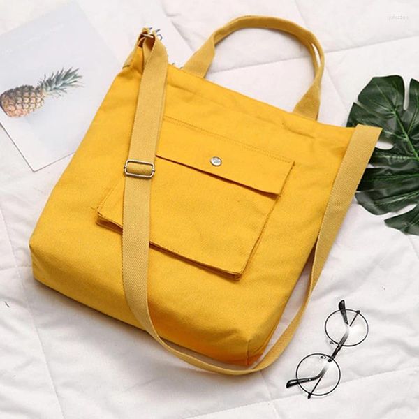 Umhängetaschen Mode Canvas Handtasche gelbe Paket Crossbody Solid Color für Frauen Geldbörsen lässig