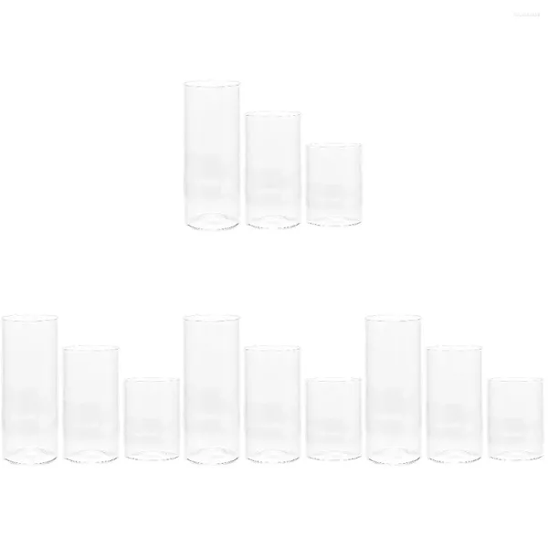 Titulares de vela 12 PCs Copo de vidro Jarros claros Sombras Cilindros Cobrinhas Cobrigem de suprimentos altos de pilares