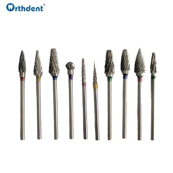 10 pezzi Tungsten Cone Carburo Bill Bitt Dental Milling Cutters Dentistry Laboratory Rotary Tool Soluishing Strawberries