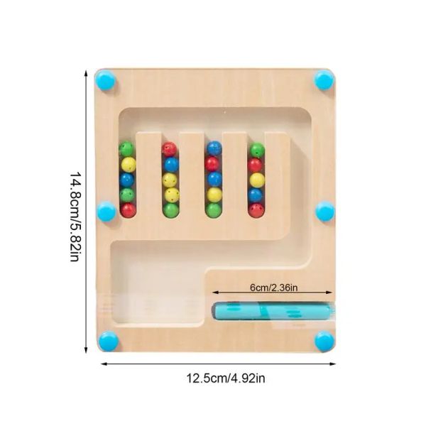 Magnetische Farbe Maze Bunte Holzlabyrinthspielzeug mit magnetischer Kugel Multifunktional frühes Entwicklungsfarbsortierspiele