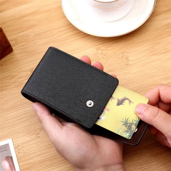 1 PC Men Credit Holdt Holder Leather Burse for Cards Case Wallet for Credit Id Bank Card Titular Mulheres portador de cartão e moedas