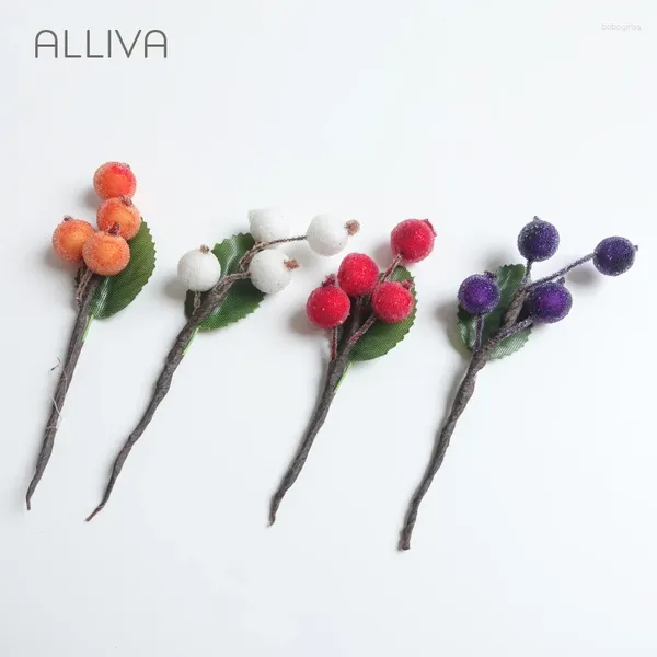 Flores decorativas 10pcs/lote alliva varejo espuma berry string diny ramilos artesanais simulação frutas selvagens geada 4 cores