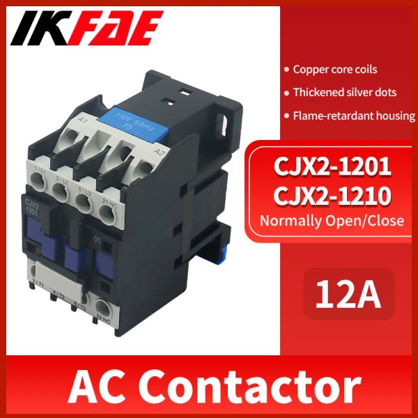 Contactor CJX2 AC 12A Electric 3 Pólo para Unidade 3 Fase 3p+Sem Magnetic 380V 220V 110V 36V 24V Normalmente Fechado Contatores