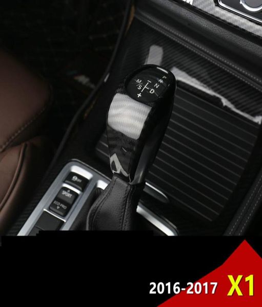 Хромированная консольная консольная ручка переключения передач декоративная отделка крышки для BMW X1 201617 Цвет углеродного волокна.