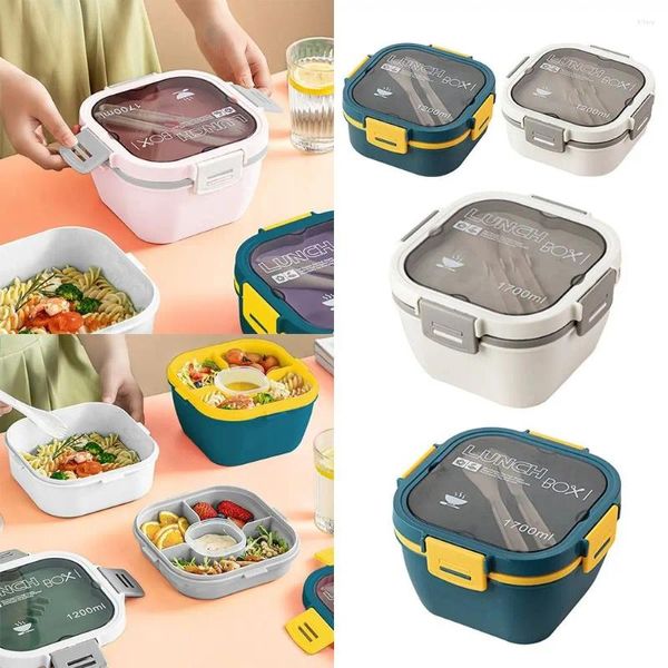 Dinnerware vazado para estudantes trabalhadores de escritório dupla camada bento almoço recipientes infantis