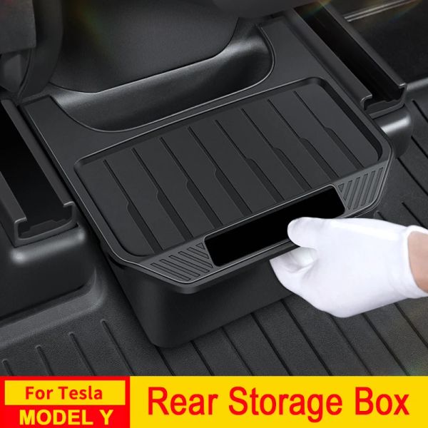 Bolsas Caixa de armazenamento do banco traseiro para Tesla Modelo Y Organizer Center Console Bins Backseat Lixo pode lixo de lixo sob acessórios de bandeja de assento