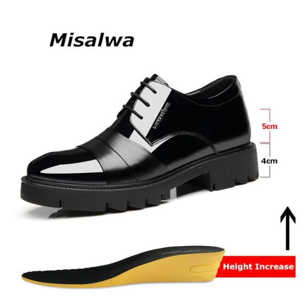 Stiefel Misalwa Patent PU Leder Spleißen Männer Aufzugsschuhe 4/7/9 cm Höhenhöhe Erhöhung der Lift Männer formelle Oxford Schuhe für geschäftliche Hochzeit
