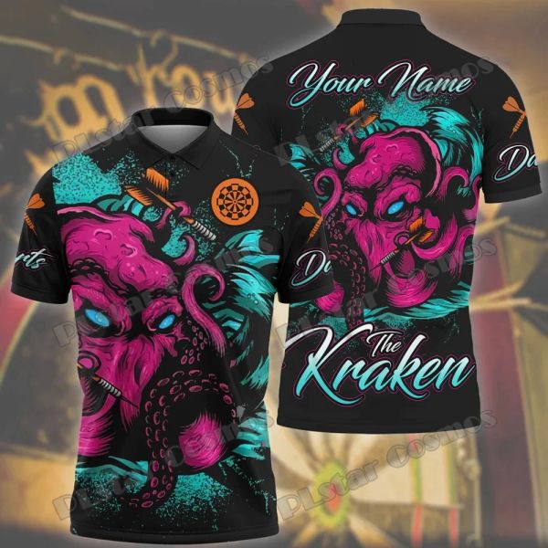 Nome personalizzato Dart Horror Skull 3D su tutta la polo maschile stampato Summer Unisex Casual Shirt Gift per Dart Lover Pol89