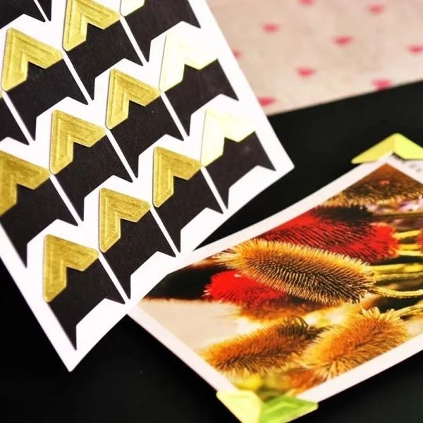 Sıcak 120pcs/5sheets kendi kendine yapışkanlı fotoğraf çerçevesi köşe etiketi zanaat scrapbook albümü