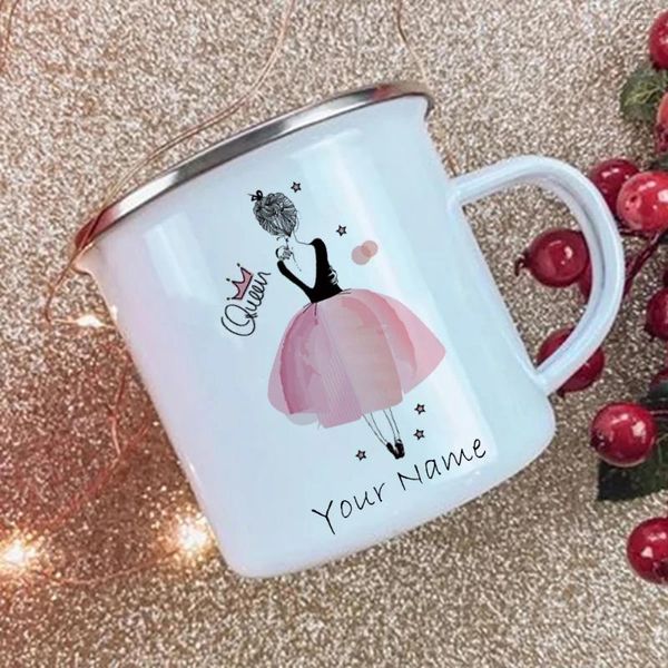 Tassen Personalisierte Geschenke Emaille Tasse mit Ihrem Namen gedrucktem benutzerdefinierten Becher Geschenk Sublimation Tumbler Lustige Kaffee Tassen Bar