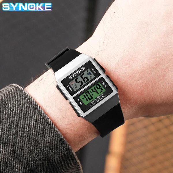 Relógios de pulso relógio digital de manuseio adolescente estudantes relógios de pulso resistente à água Relógio esportivo ao ar livre Synoke