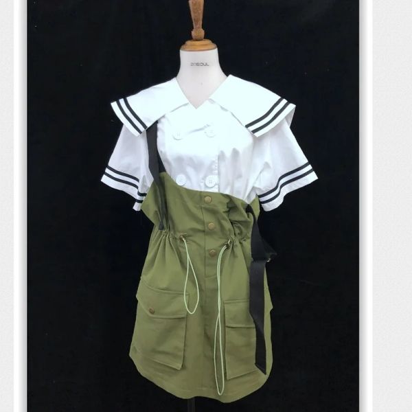 Japanische Schuluniform -Hosentäter Rock Schüler Marine Kostüm süße Frauen JK Anzug Sailor Bluse Faltenrockset Set