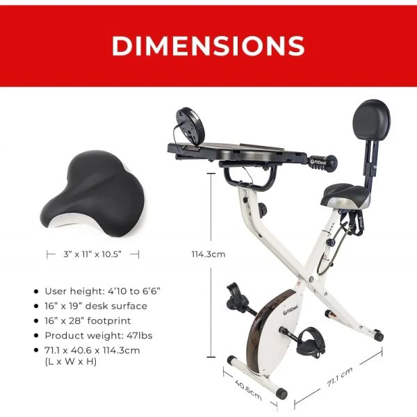 Fit Desk Bike 3.0 - Exercício dobrável para o trabalho em Fitness Home, estacionário e equipamento com construído