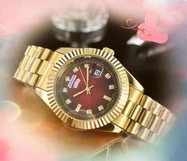 Famoso giorno unisex day time week watch fashion cristal diamanti dot bezel uomini orologio da donna quarzo maschile signore ladies quartz orologio all'ingrosso regali