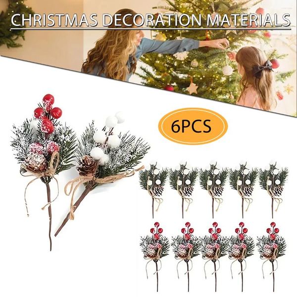 Dekorative Blumen Marke 12 PCs Plastik Weihnachten rote Berry Articifial Pine Cone Branch Farm erstellen Dekoration Haus Körbe Kaffeebarregal Regal