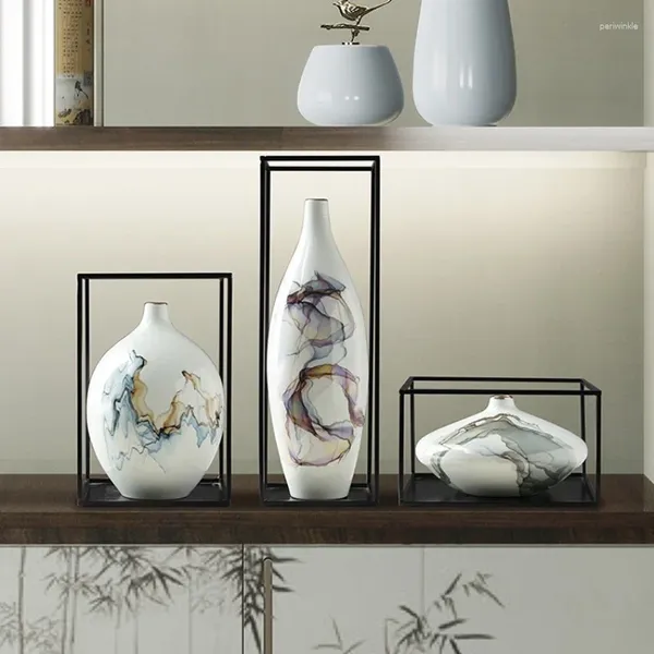 Vasen Chinesische Keramik Vase Dekoration High-End-Wohnzimmer Blumenarrangement Jingdezhen handbemalte Porzellan hochgradig groß