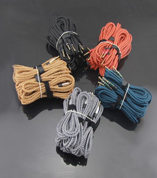 5Colors 35mm Male para macho estéreo Fio de cordão de áudio de 15m de 5 pés Cabo auxiliar Aux com conector METL1681414