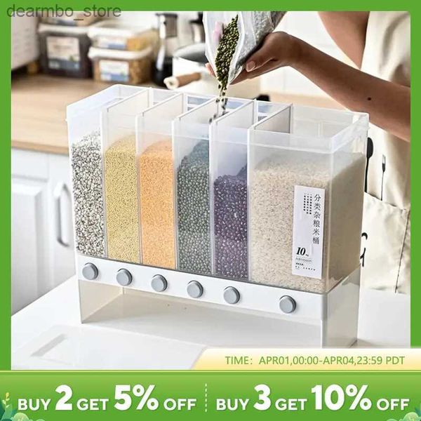 Пищевые банки Canisters 1pc Rice Dispenser Dispenser 26 фунт рисовой барабан 6 Rids Storae Dry Food Dispenser Rain Storae Сторы высушенные фрукты Сторы коробка L49