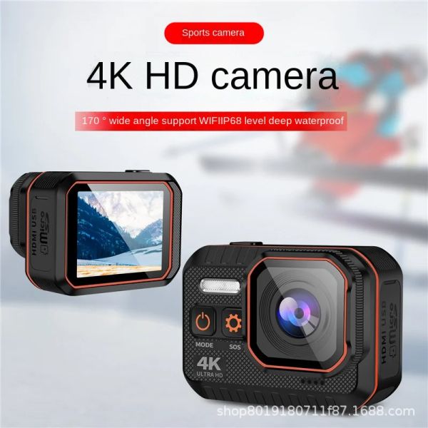 Câmera de ação de câmeras 4K HD com controle remoto Tela Sport à prova d'água Câmera de unidade de câmera 4K Capacete de câmera esportiva