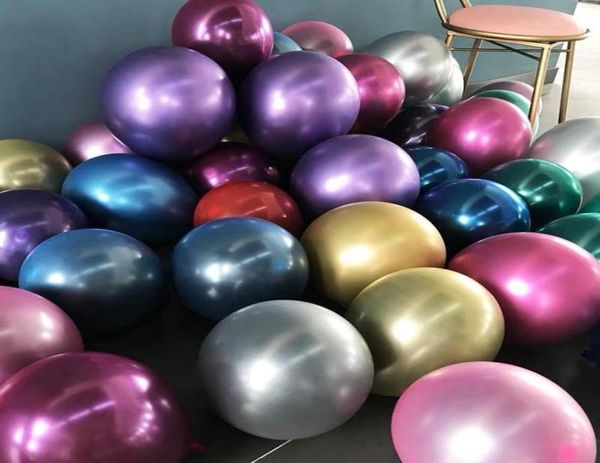 50psset Ballon Целые глянцевые металлические жемчужные латексные воздушные шарики толстые хромированные металлические цвета воздушные шарики Globos День рождения декорировать 2526043