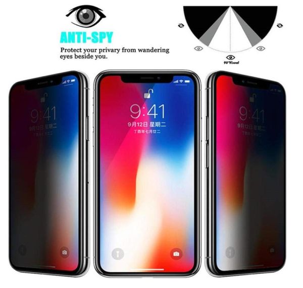 2 Pack 1 Lose Full Cover Privacy Tempered Film Glass Protector für iPhone 12 11 Pro Max XR XS 7 8 plus Antispy Screen 9d 9H HA7172106