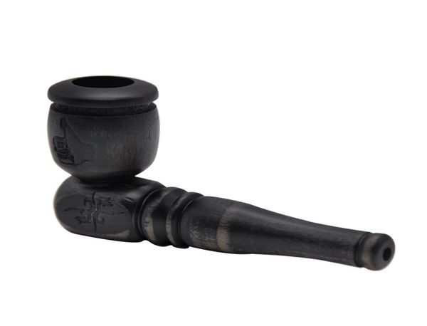 Pipe de fumantes de madeira preta de madeira de alta qualidade com madeira de fumantes de madeira 101 mm com tigela fumegante tigela de madeira de cigarro de tabaco de ervas size 7584560