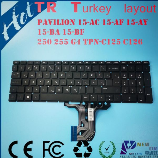 Klavyeler Yeni Org US TR Türkiye Dizüstü Bilgisayar HP Pavilion 15AC 15AF 15AY 15BA 15BF 250 255 G4 TPNC125 TPN C126 Serisi Siyah