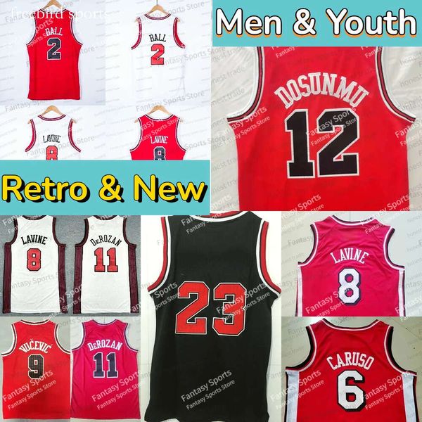 Basketball Michael Lonzo 2 Ball Maglie DeMar 11 DeRozan Zach 8 Lavine Alex 6 Caruso Men Mens Ed Shirts Boys Youth