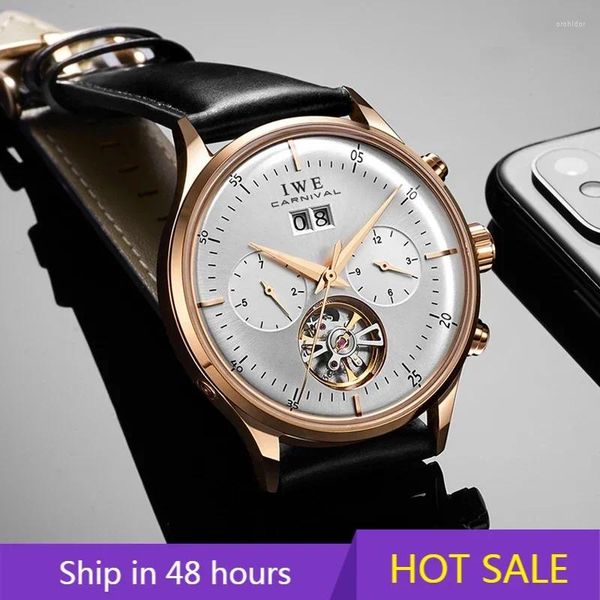 Нарученные часы Montre Homme Watches для мужчин Автоматические самостоятельные мужские мужские часы для кожи дата водонепроницаемой механики