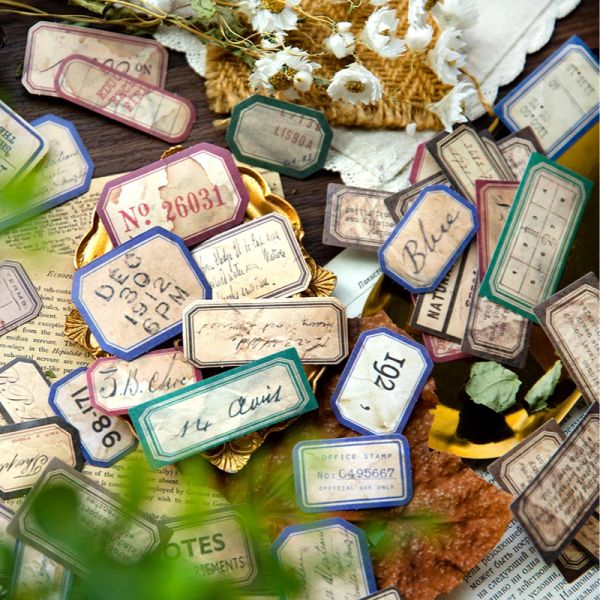 Yoofun 40pcs/lote steary adesivos retro memórias enrugadas diário de lixo diário decorativo rótulos móveis scrapbooking diy