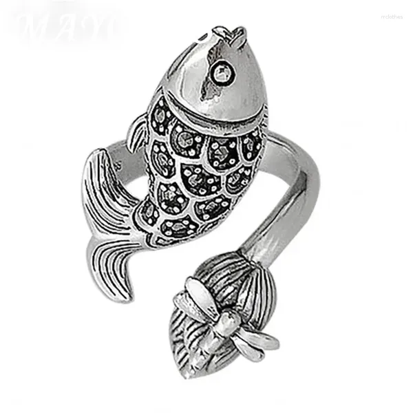 Кластерные кольца S925 Серебряные ювелирные аксессуары модная и интересная форма богатая форма карпа.