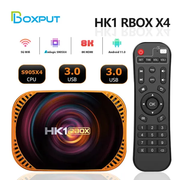 Box HK1 Rbox X4 Android 11.0 Amlogic S905X4 Smart TV Box 8k 4G 32/64/ 128GB 3D WiFi 2.4G 5G поддержка Googl Player