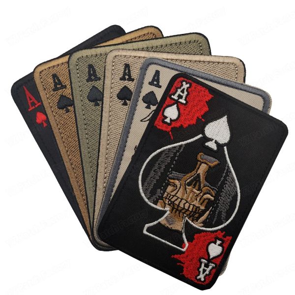 Cartão de morte poker craque de espadas patches bordados manchas táticas para sacolas de punk manchas de manchas militares emblemas