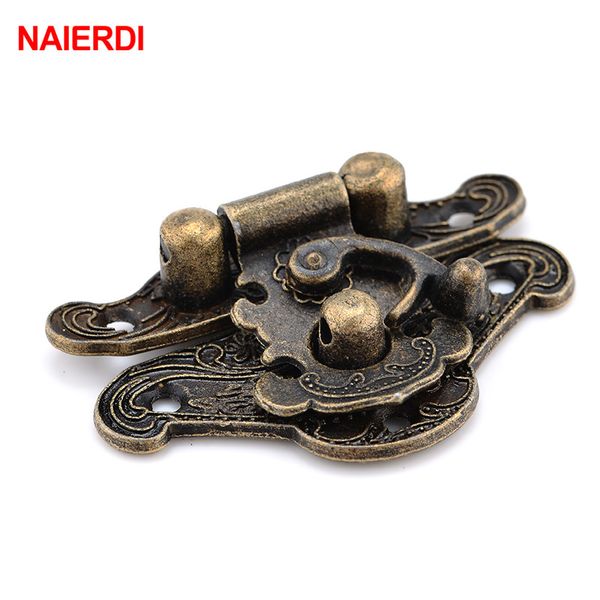 Naierdi 4pcs Antique Bronze Hasp Latch Schmuck Holzkasten Schloss Mini Schrankschnalle Hülle Schloss Dekoratives Griff 3 Größe