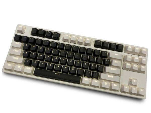 Accessori White Black 87 Keycaps, Materiale PBT keycaps meccanico in altezza OEM, caratteri a doppia retroilluminazione, keycap di gioco trasparenti