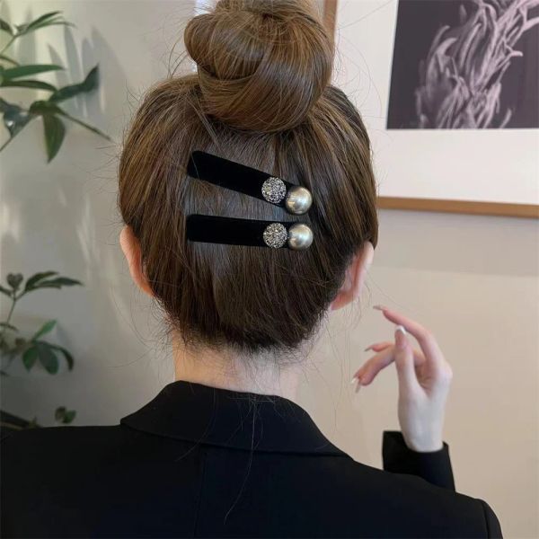 Hot Korea Diamond Hairpins Retro Black Women Snap Hair Clip Elegante clip laterali ragazze Luxury Crystal Barrettes Accessori