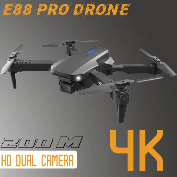 Drohnen E88 Pro 4K Drohne mit Kamera FPV Aufnahme Drohnen optische Flusspositionierung Tracking Drohne Dual Camera Fernbedienung Mini Drohne