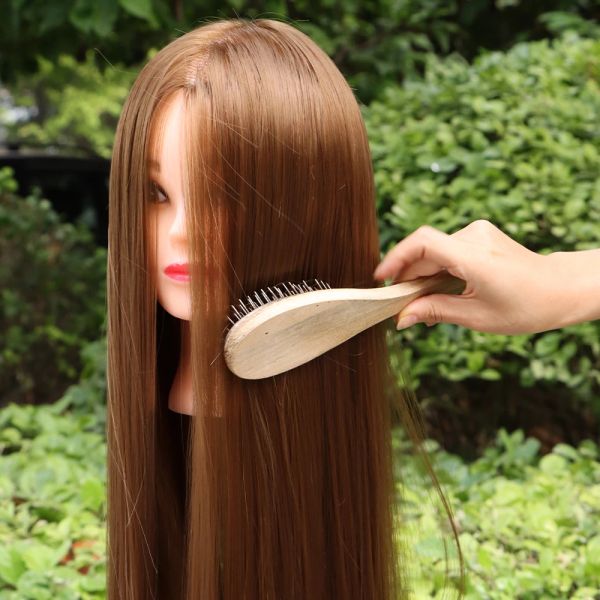 75-80 cm synthetisches Haar Schaufensterpuppenpuppen Kopf für Haare Training Styling weiblicher Friseur Schaufensterpuppen mit Haaren flechten Prac