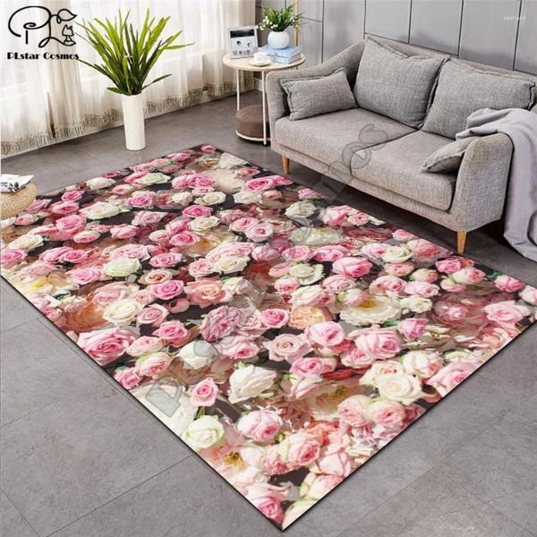 Tapetes de estilos europeus de alta qualidade Flor 3D tapetes para sala de estar Tapetes Anti-escavar tapetes de cozinha da moda de piso