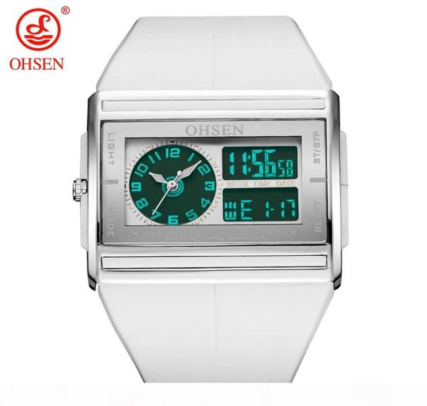 Original Ohsen Digital Sport Watch Wristwatches Male Masculino Banda de silicone à prova d'água Moda Moda Hands Horas para Gift7675590