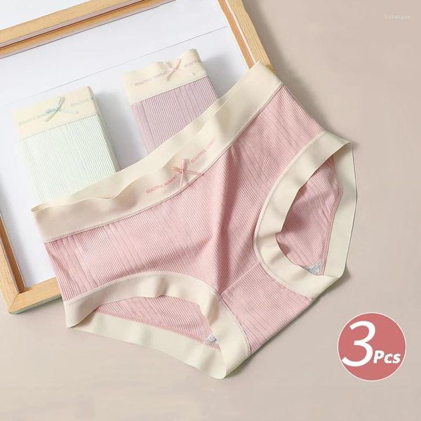 Mutandine femminili 3 pezzi/set di biancheria intima di alta qualità Donne a medio-rise morbidi mutande da signore senza soluzione di continuità briefing cotone cotone sexy femminile lingerie