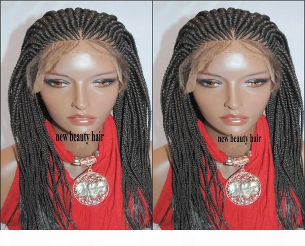 180Dnsibe Handmade Lace Frontal Cornrow Wig Africa American Women Style Box Braid Wig Crochet Braids Lace Front Wig com Baby HAI5769394
