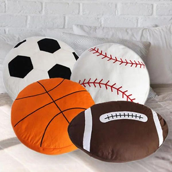 Pillow Throw Ultra Moble Fluffy Simulation Basketball Shape Shape Sofá para Fã de Bola Fã de pelúcia